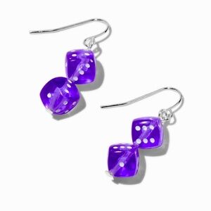 Purple Stacked Dice 1" Drop Earrings - NWT